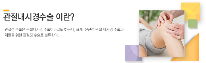 관절경 수술은 관절내시경 수술이라고도 하는데, 크게  진단적 관절 내시경 수술과
치료를 위한 관절경 수술로 분류한다.